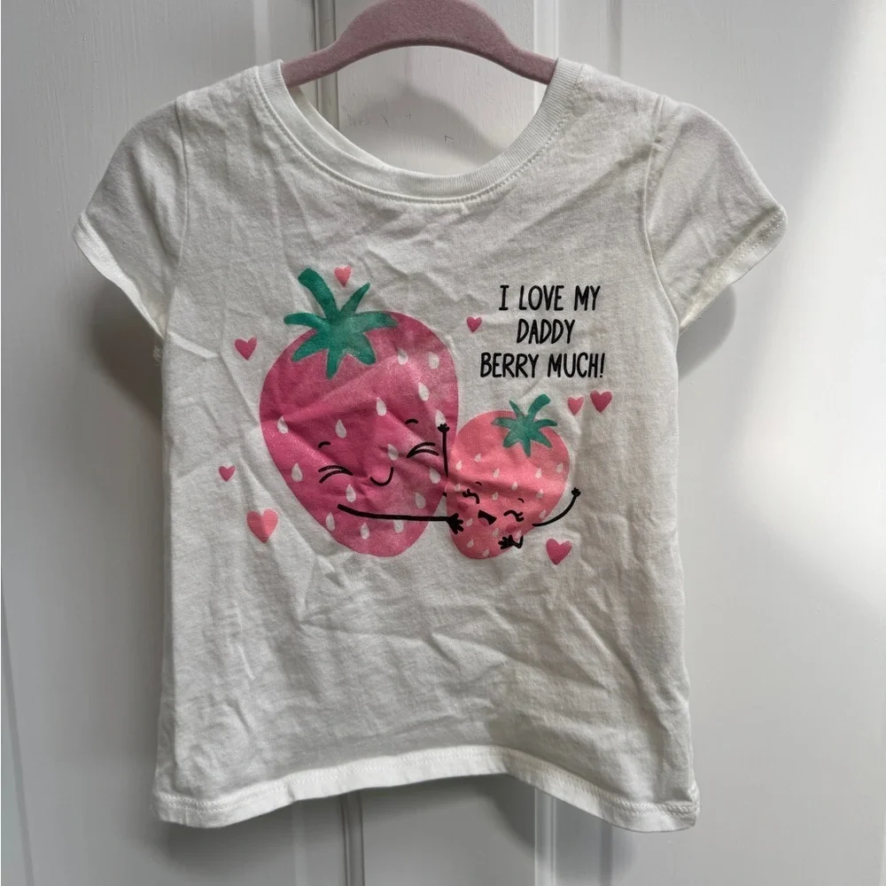 The Children's Place 2T Girls I Love My Daddy Berry Much Short Sleeve Tee Shirt